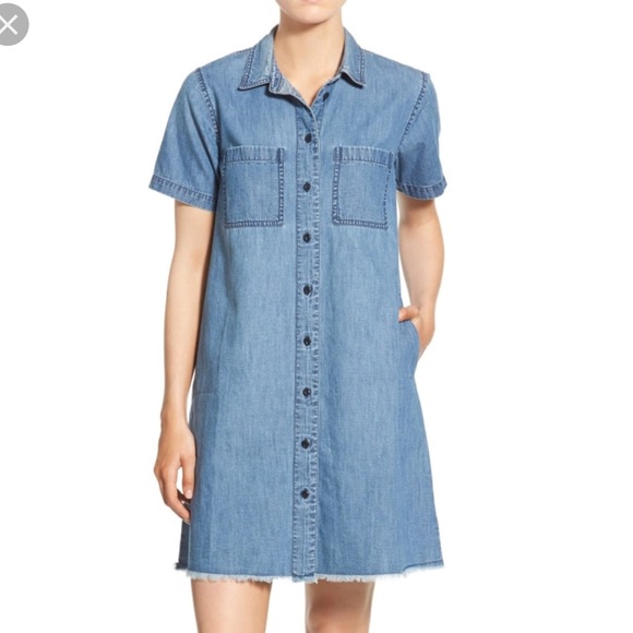 denim dress with frayed hem